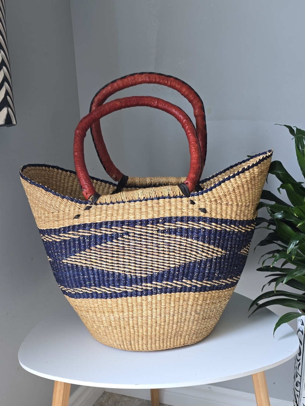 103 Handmade Storage Basket and Leather Handles